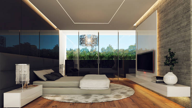 Casa Imozulu CDMX: Recámaras de estilo  por Besana Studio