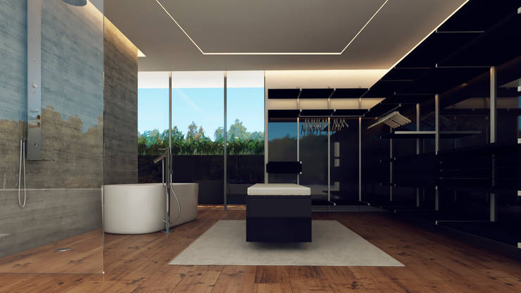 Casa Imozulu CDMX: Baños de estilo  por Besana Studio