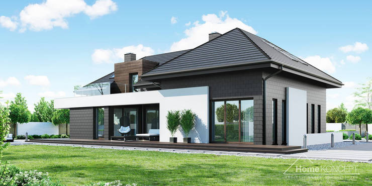Casas unifamiliares de estilo  por HomeKONCEPT | Projekty Domów Nowoczesnych