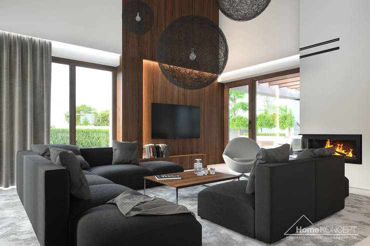 Salas de estilo  por HomeKONCEPT | Projekty Domów Nowoczesnych