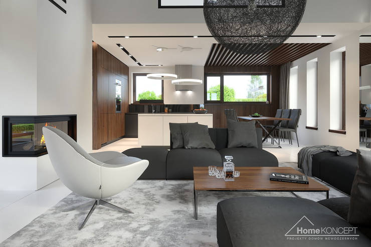 Salas de estilo  por HomeKONCEPT | Projekty Domów Nowoczesnych