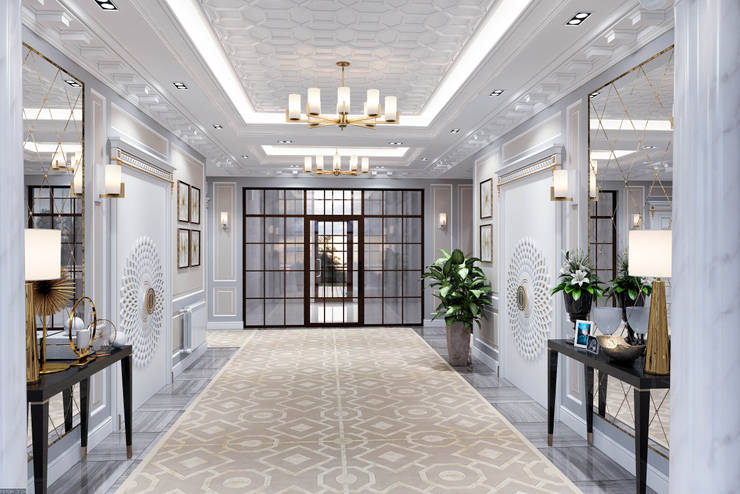 Elegant and modern entrance hall: by DMR DESIGN AND BUILD SDN. BHD.