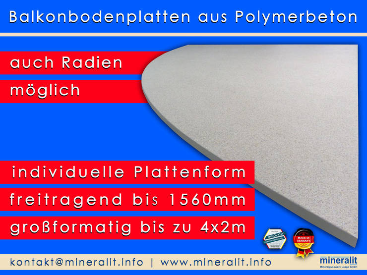 Halbrunde Balkonbeläge für große Terrassen von Mineralit