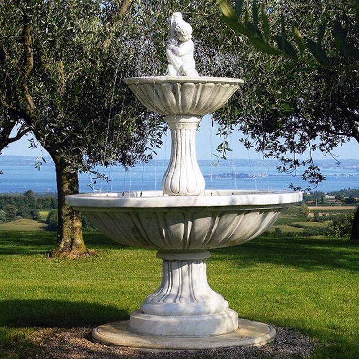 Fontana Rotonda In Legno Per Presepio - FADEDA - 10 Cm - Fatta A Mano E Dipinta A Mano - Decorazione Natalizia Da Tavolo