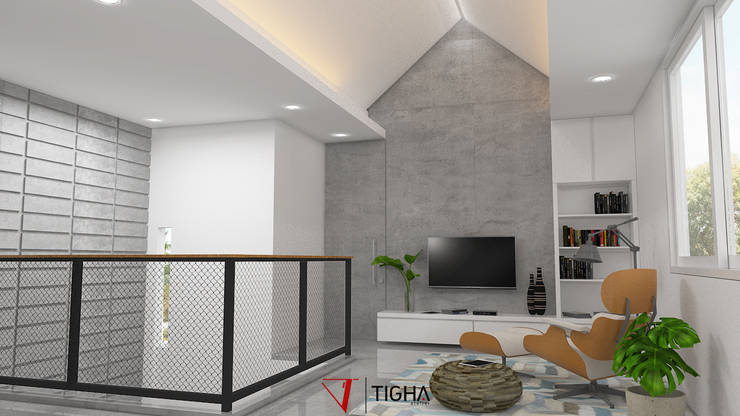 Interior ruang santai AN House: Ruang Multimedia by Tigha Atelier