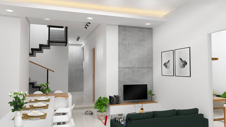 Interior ruang keluarga AN House: Ruang Keluarga by Tigha Atelier