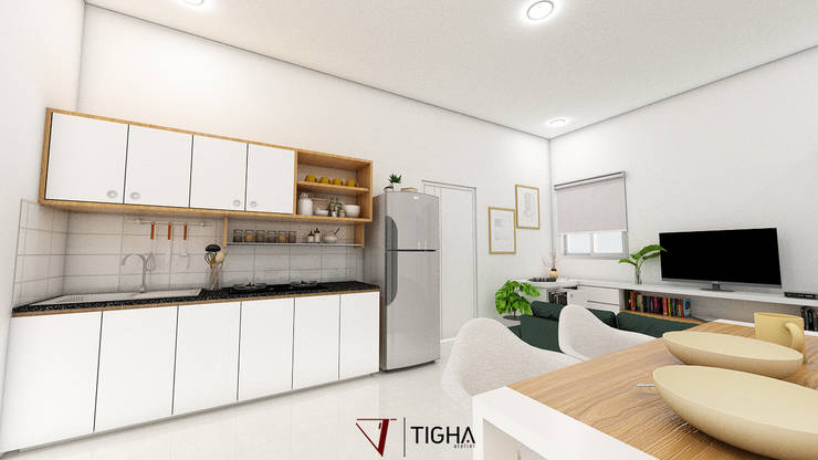 Kitchen & Dining Room: Dapur kecil by Tigha Atelier