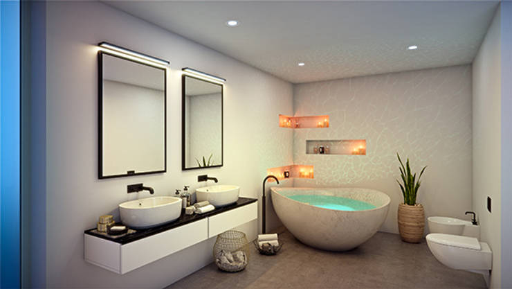 Baños de estilo  por Tiago Barros Studio, Minimalista   