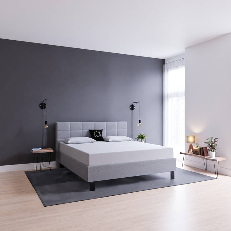 Graues Nordic Polsterbett Casarista Moderne Schlafzimmer Grau Bett mit Stauraum, Lattenrostbett, Boxspringbett, Bett Überlänge, Doppelbett, Boxspringbett konfigurieren, Konfigurator, grau