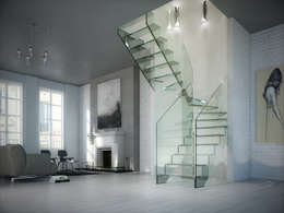 Vestíbulos, pasillos y escaleras de estilo por Siller Treppen/Stairs/Scale