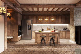 Phong cách Rustic ~ Rustic style ~ Vinhomes Central Park:  Nhà bếp by ICON INTERIOR