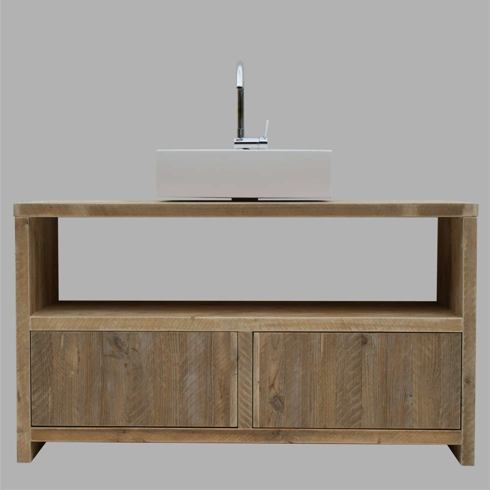 Bauholz-waschtischunterschrank: rustikale badezimmer von ...