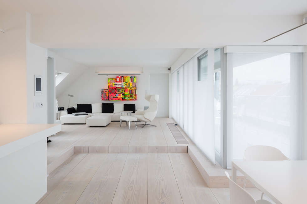 Podest Wohnzimmer, wohnraum mit podest: moderne wohnzimmer von goderbauer architects, Design ideen