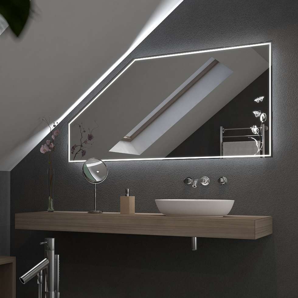 modernes badezimmer designer badspiegel, spiegel 'tulipa' für dachschräge mit led: moderne badezimmer von, Design ideen