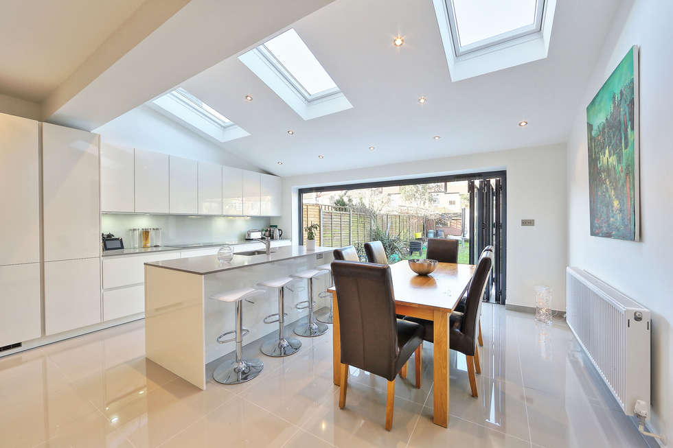 kitchen rear extension ealing with pitched roof: modern kitchen by