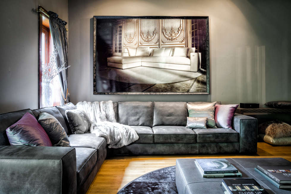 Fotos van een eclectische woonkamer: leren lounge bank geneve by ... Woonkamer banken leer