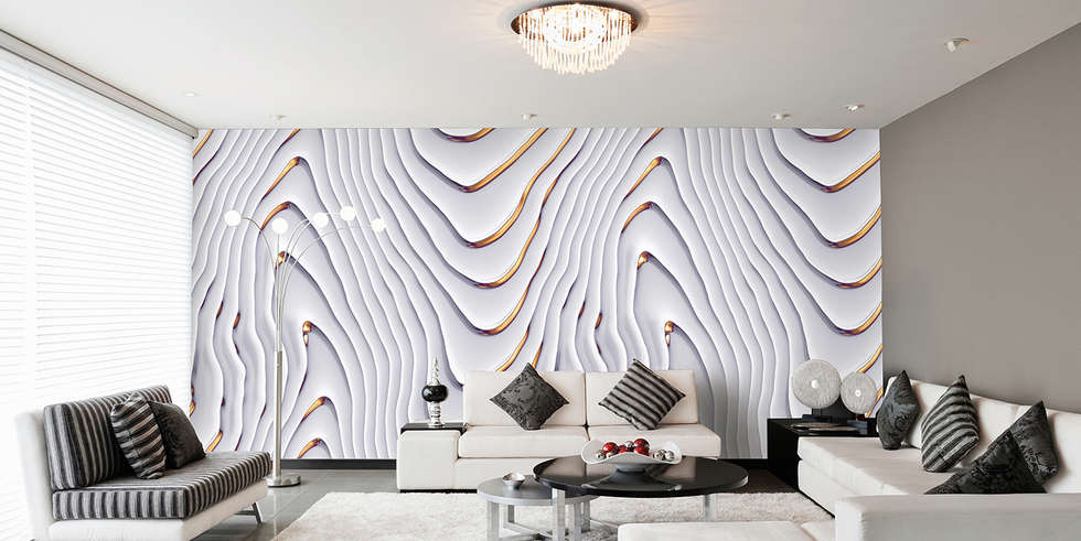 Kaskadenwelle weiß gold: ausgefallene wohnzimmer von mowade | homify Kaskadenwelle weiß gold: ausgefallene wohnzimmer von mowade | homify