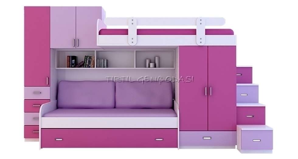 Tırtıl genç ve çocuk odası 1302 ranza modern tarz