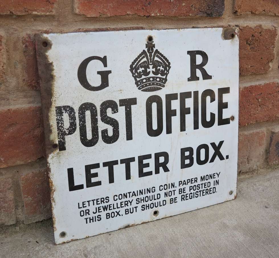 Original royal mail 5th enamel post office letter box sign