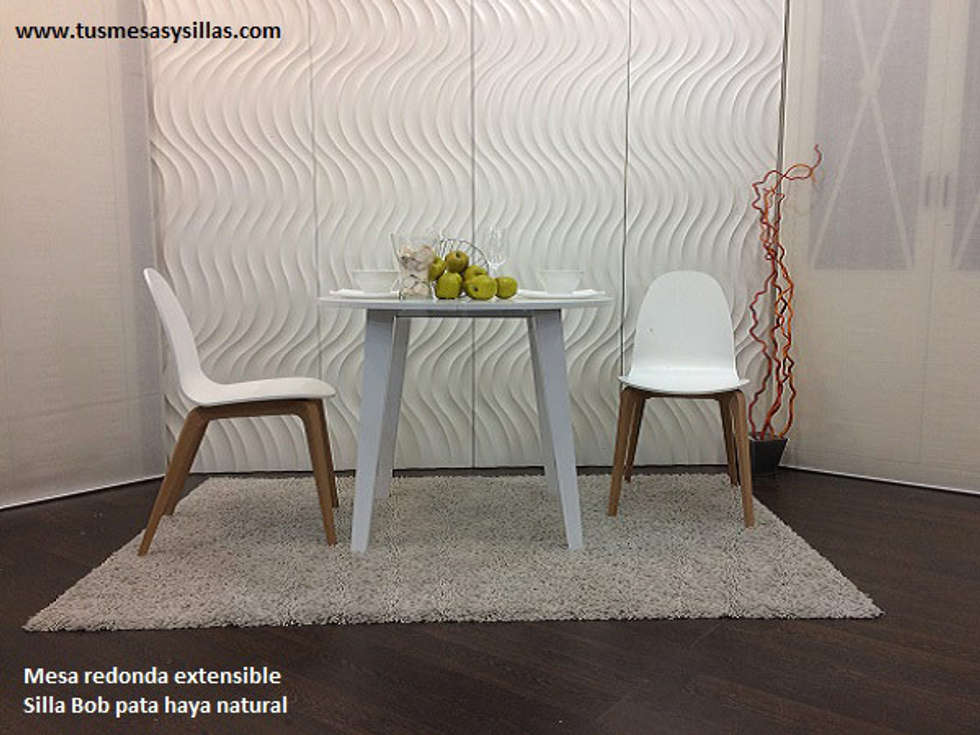 Mesa redonda extensible en color blanco de 80 cm: cocina de estilo ... Mesa redonda extensible en color blanco de 80 cm: cocina de estilo ...