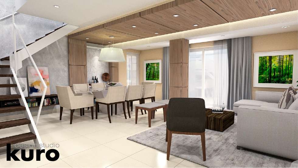 Sala comedor: salas de estilo moderno por kuro design studio | homify Sala comedor: salas de estilo moderno por kuro design studio | homify
