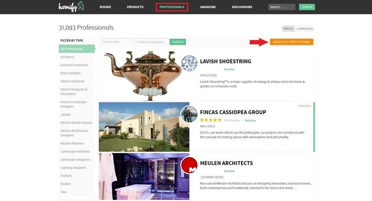 1. Where do I register as a professional? homify UK