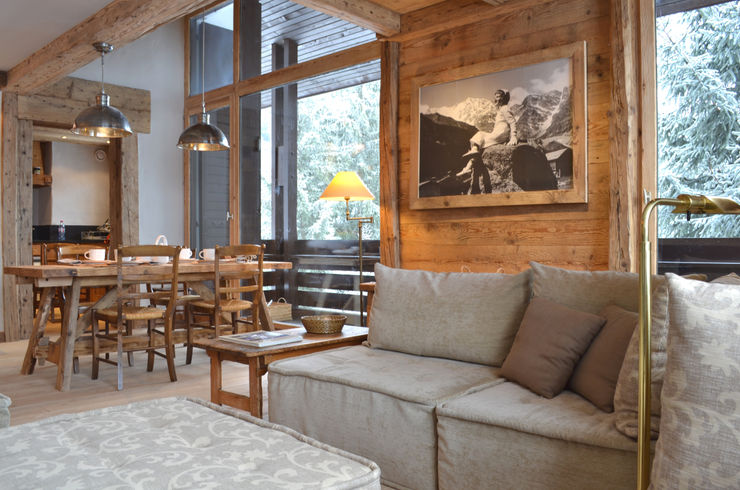 Chalet – Megeve Fr Andrea Rossini Architetto Soggiorno in stile rustico