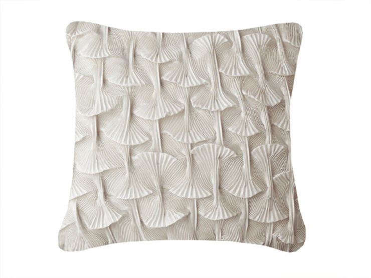 Hand Pleated Shell Cushion in White, 40x40cm Nitin Goyal London BedroomTextiles