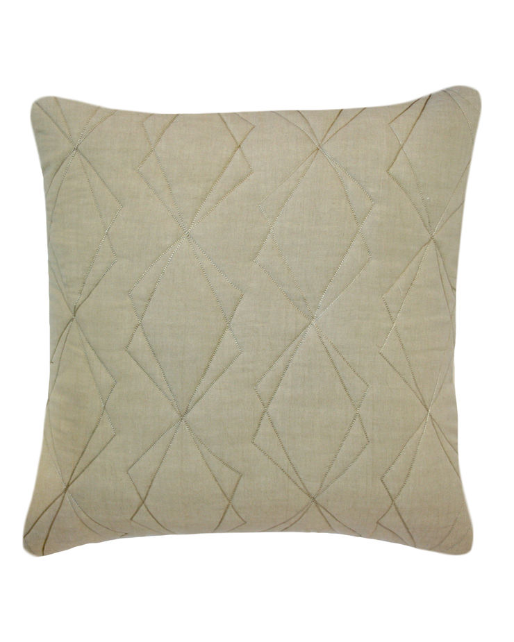 Quilted Duo Cotton Cushion in Natural, 50x50cm Nitin Goyal London BedroomTextiles