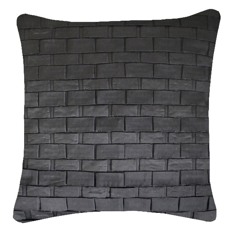 Hand Pleated Origami Cushion in Gunmetal, 50x50cm Nitin Goyal London BedroomTextiles