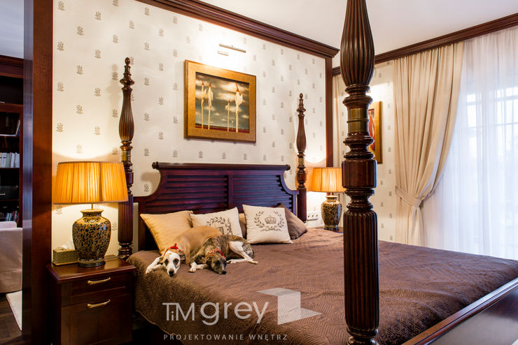 Classic Design – 230m2 TiM Grey Interior Design Klasyczna sypialnia