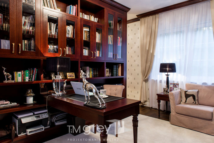 Classic Design – 230m2 TiM Grey Interior Design Klasyczne domowe biuro i gabinet