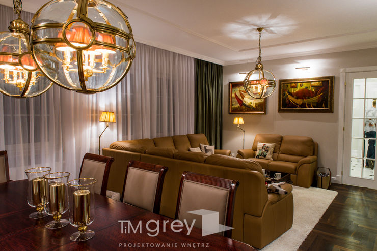 Classic Design – 230m2 TiM Grey Interior Design Klasyczny salon