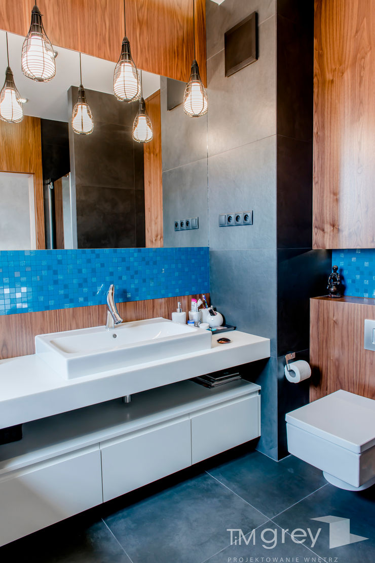 Modern Apartment – 100m2 TiM Grey Interior Design Nowoczesna łazienka