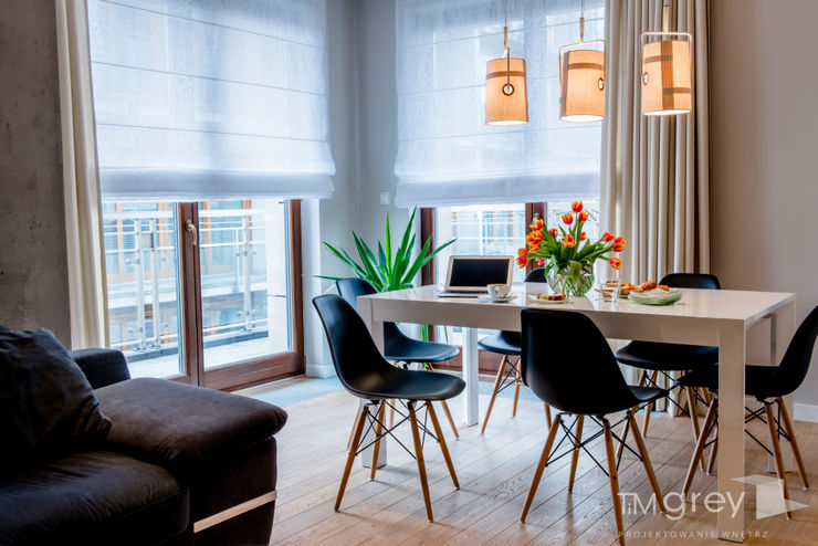 Modern Apartment – 100m2 TiM Grey Interior Design Nowoczesna jadalnia