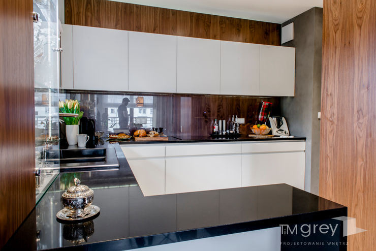 Modern Apartment – 100m2 TiM Grey Interior Design Nowoczesna kuchnia