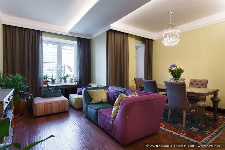 Квартира на Петроградке в колониальном стиле Ольга Кулекина - New Interior Гостиная в колониальном стиле Многоцветный