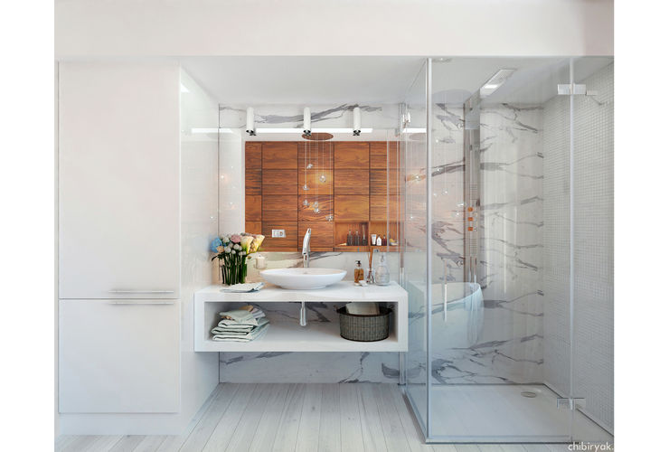 1+1 studio Minimalist bathroom