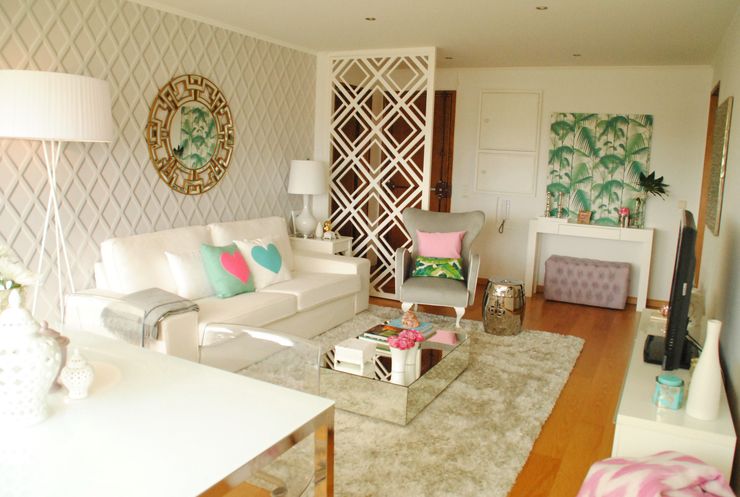 Pedaço de sol! – Decoração de sala de estar e jantar White Glam Salas de estar modernas