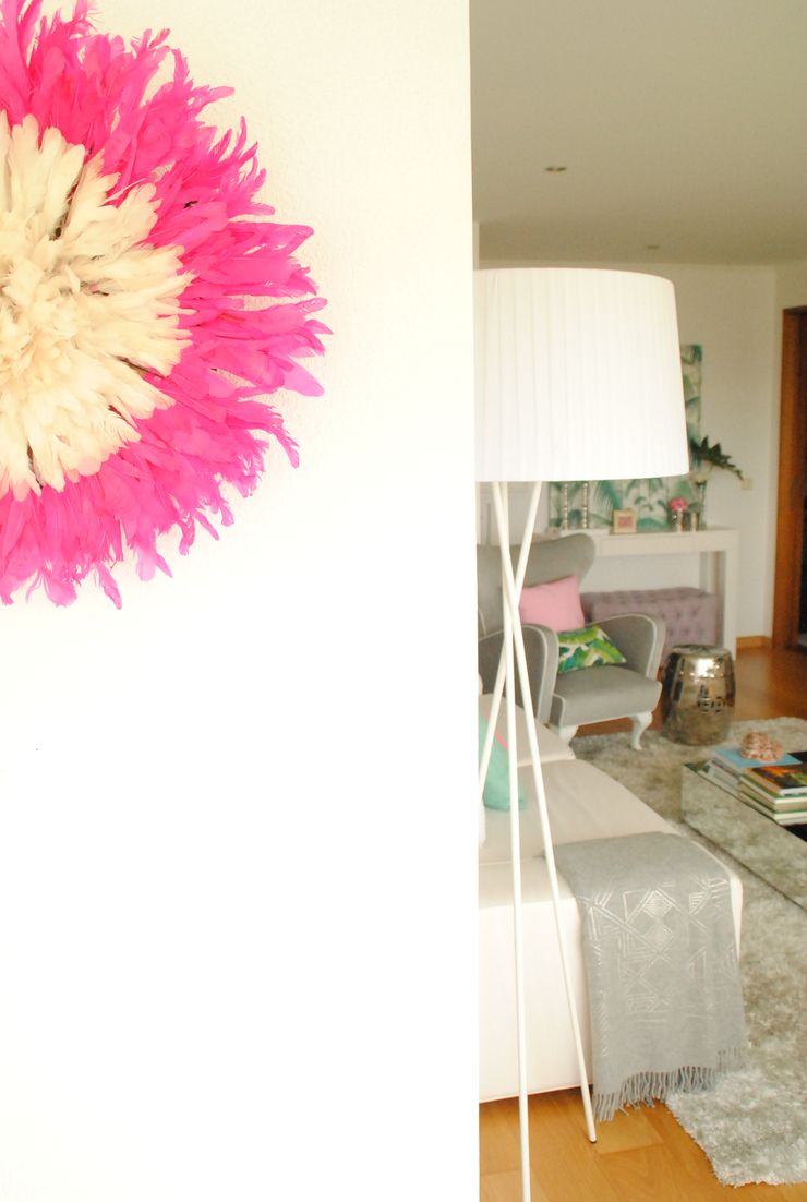 Pedaço de sol! – Decoração de sala de estar e jantar White Glam Salas de estar modernas