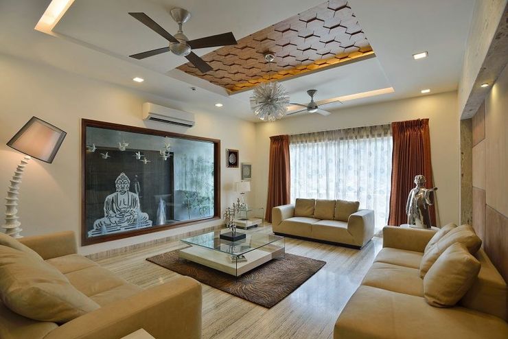 GAJENDRA YADAV'S RESIDENCE Spaces Architects@ka Modern living room