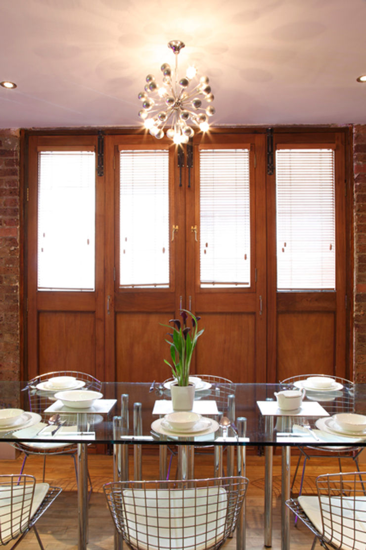 Mews House Islington with roof terrace Quirke McNamara Industrial style dining room Brown