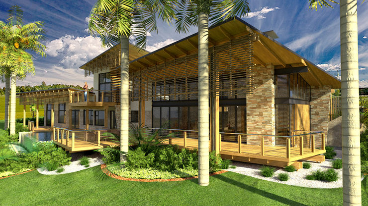 TJ Architects Дома в стиле модерн Кирпичи Бежевый