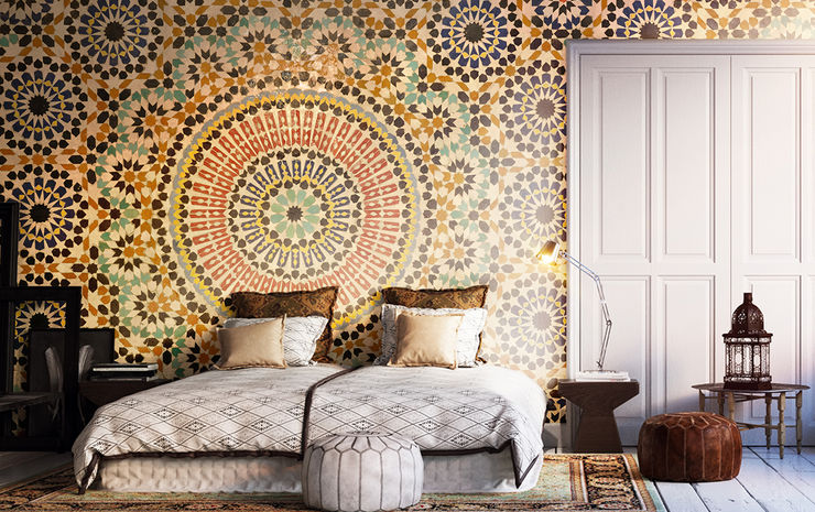 Oriental Mosaic Pixers Colonial style bedroom Multicolored