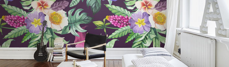 Purple Flowers Pixers Tropical style bedroom Purple/Violet