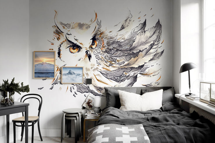 Grey Owl Pixers Country style bedroom Green