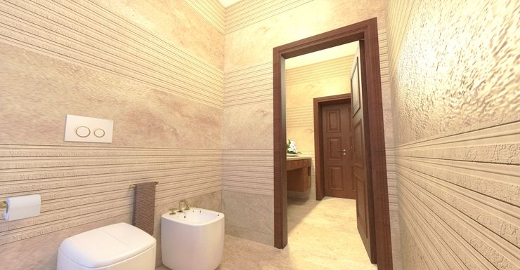 Vista dal bagno - View from the bathroom Planet G Bagno moderno Marmo Beige