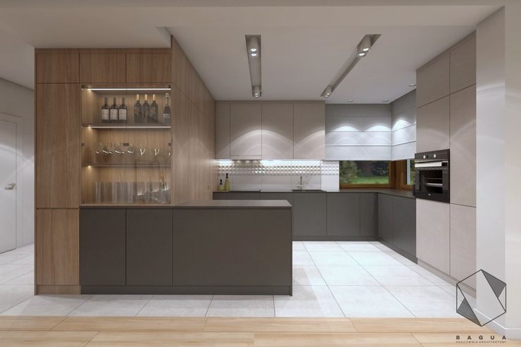 Projekt domu jednorodzinnego 12 BAGUA Pracownia Architektury Wnętrz Nowoczesna kuchnia