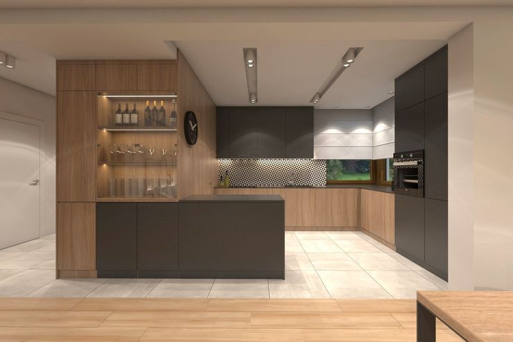 Projekt domu jednorodzinnego 12 BAGUA Pracownia Architektury Wnętrz Nowoczesna kuchnia