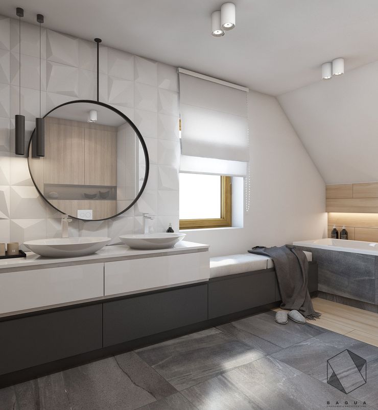 Projekt domu jednorodzinnego 12 BAGUA Pracownia Architektury Wnętrz Nowoczesna łazienka